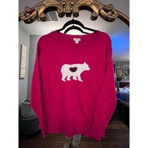 Sundance Mighty Polar Sweater Size S Polar Bear Heart in pink